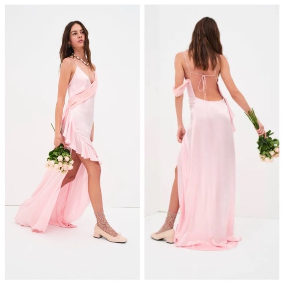 For Love & Lemons James pink romantic maxi dress New Small